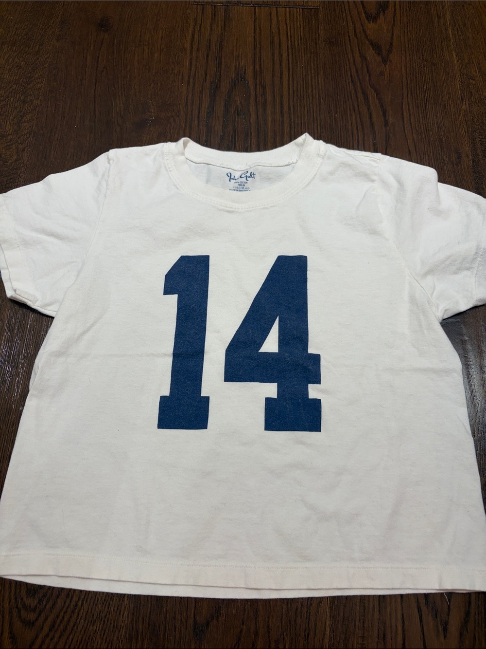 Brandy Melville White Tee with Navy '14' Graphic